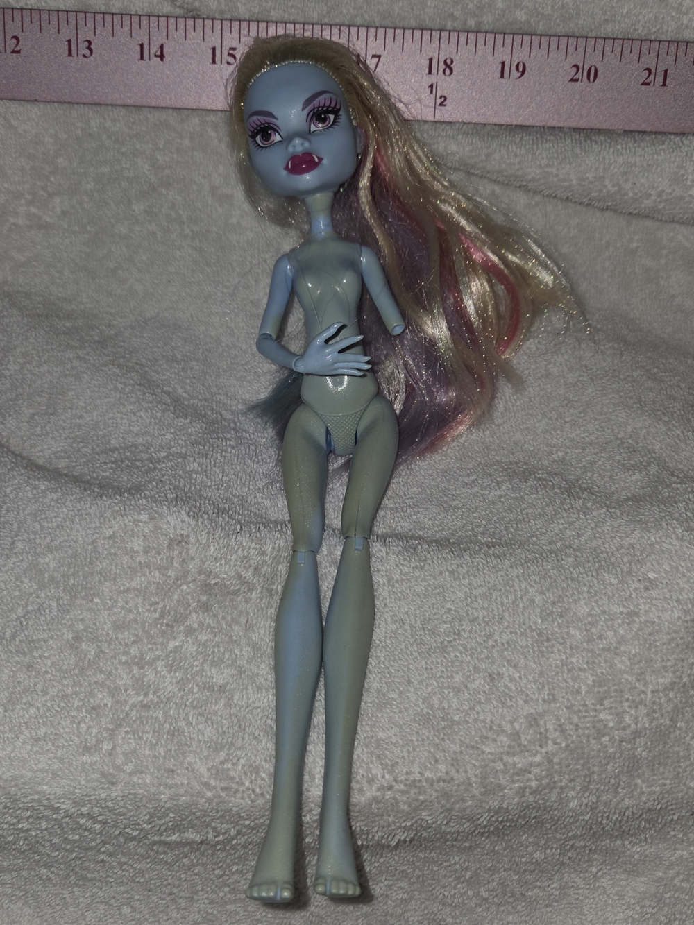 Monster High Abbey Bait Blue Fashion Doll with Pastel Pink & Blonde Hair